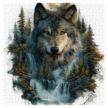 Puzzle del lupo alla cascata 1000 pezzi